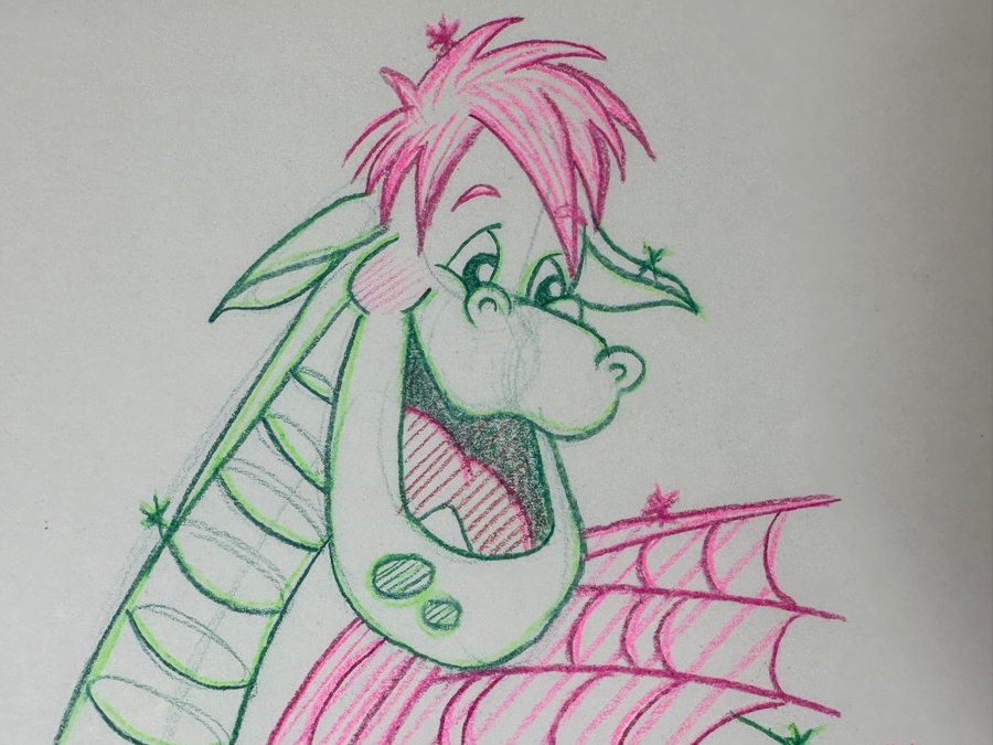 Original Disneyland Disney Parks Hand-Drawn Illustration Of Elliot The Dragon From The Movie Pete's Dragon From The Main Street Electrical Parade Artist Signed 11 X 8.5 [Photo 8]