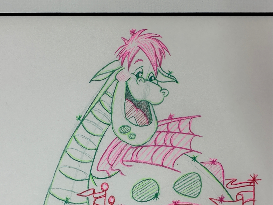 Original Disneyland Disney Parks Hand-Drawn Illustration Of Elliot The Dragon From The Movie Pete's Dragon From The Main Street Electrical Parade Artist Signed 11 X 8.5 [Photo 7]