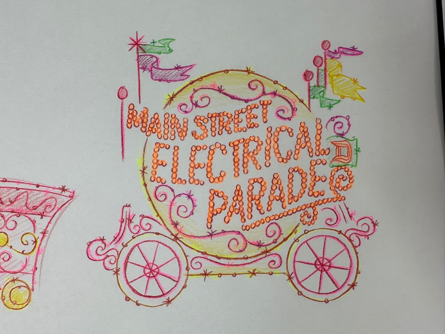 Original Disneyland Disney Parks Megan Matsumoto Hand-Drawn Illustration Of The Main Street Electrical Parade Floats Artist Signed 11 X 8.5 [Photo 7]