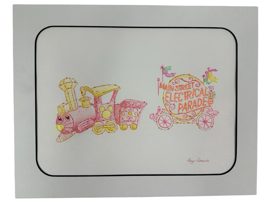 Original Disneyland Disney Parks Megan Matsumoto Hand-Drawn Illustration Of The Main Street Electrical Parade Floats Artist Signed 11 X 8.5 [Photo 2]