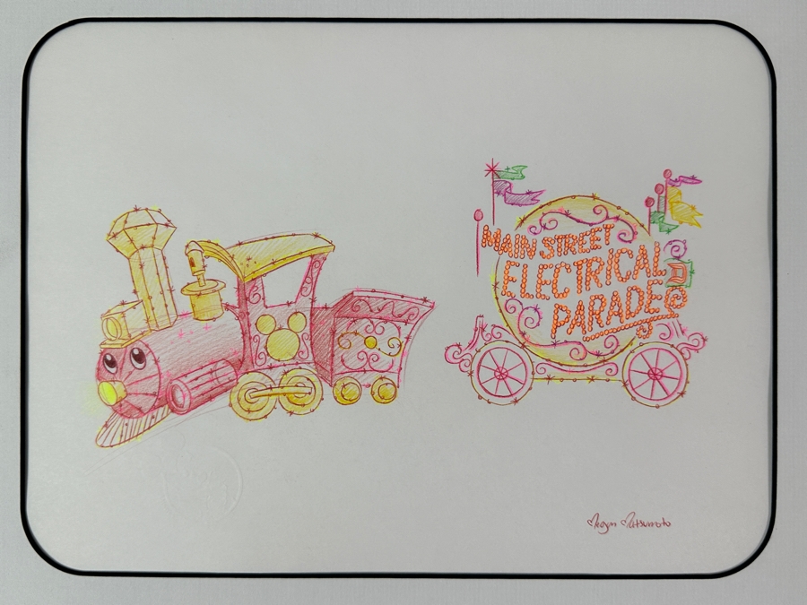 Original Disneyland Disney Parks Megan Matsumoto Hand-Drawn Illustration Of The Main Street Electrical Parade Floats Artist Signed 11 X 8.5 [Photo 3]