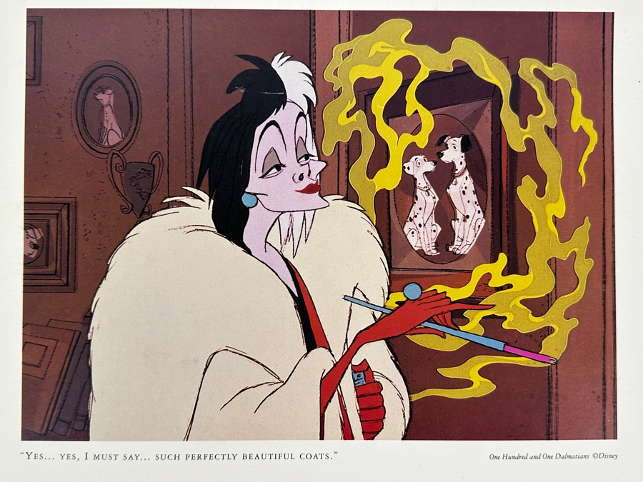 Disney 101 Dalmatians 'Yes... Yes, I Must Say... Such Perfectly Beautiful Coats.' Cruella De Vil Print 9 X 6.5 [Photo 2]