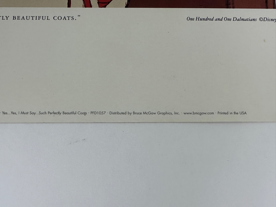 Disney 101 Dalmatians 'Yes... Yes, I Must Say... Such Perfectly Beautiful Coats.' Cruella De Vil Print 9 X 6.5 [Photo 5]