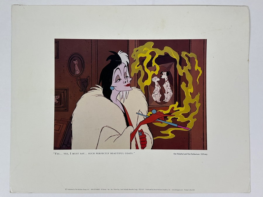 Disney 101 Dalmatians 'Yes... Yes, I Must Say... Such Perfectly Beautiful Coats.' Cruella De Vil Print 9 X 6.5 [Photo 3]