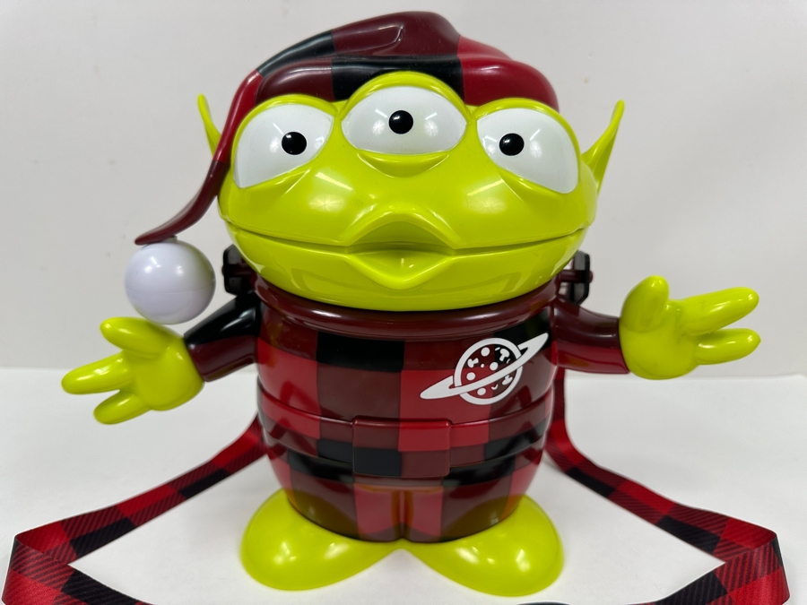 Disney Parks Toy Story Green Alien Christmas PJ's Popcorn Bucket 12.5'W x 10.5'H [Photo 2]