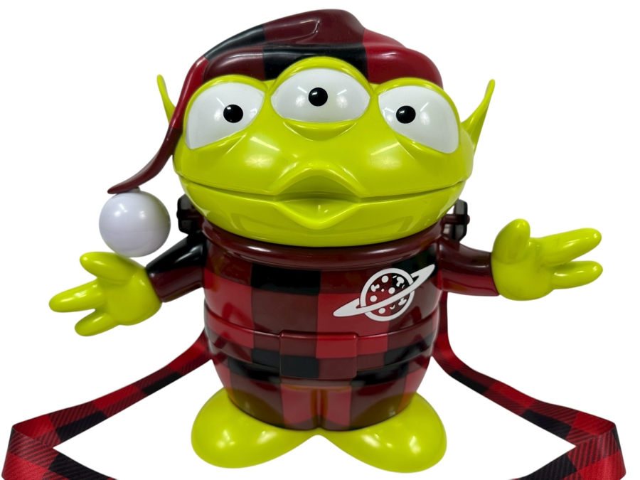 Disney Parks Toy Story Green Alien Christmas PJ's Popcorn Bucket 12.5'W x 10.5'H