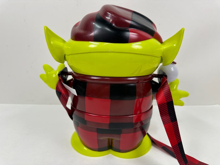Disney Parks Toy Story Green Alien Christmas PJ's Popcorn Bucket 12.5'W x 10.5'H [Photo 4]