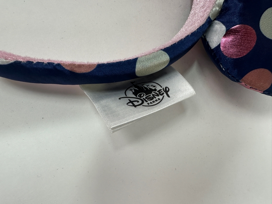 Disney Parks Minnie Mouse Rock the Dots Navy Polka Dot and Pink Sequin Bow Ears Headband [Photo 3]