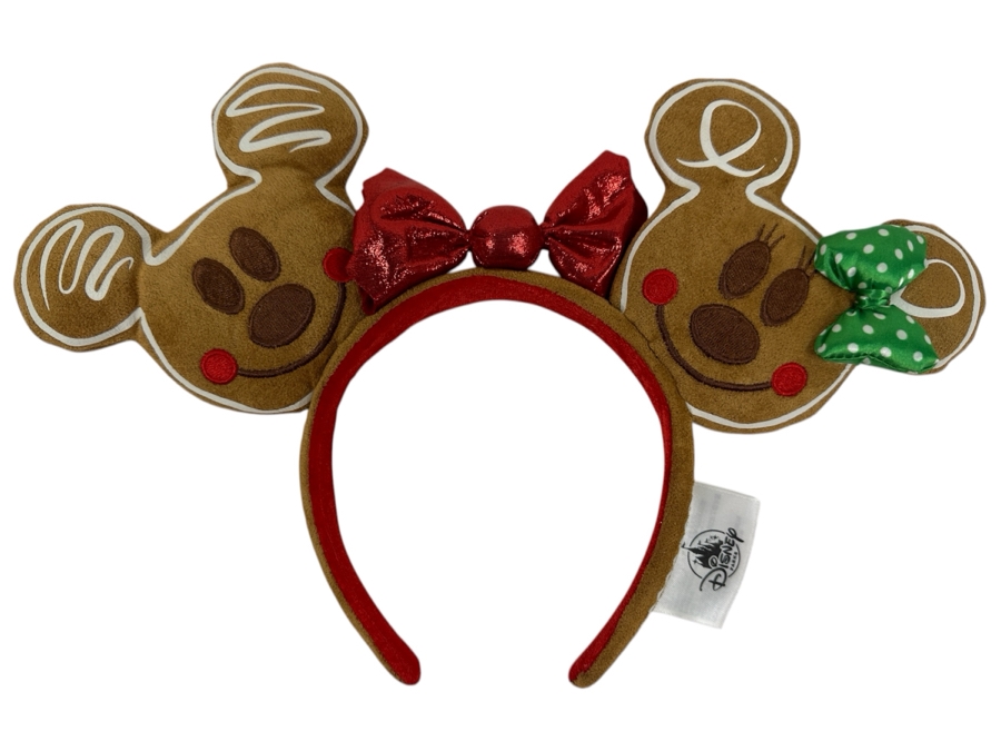 Disney Parks Mickey and Minnie Mouse Christmas Gingerbread Ears Headband