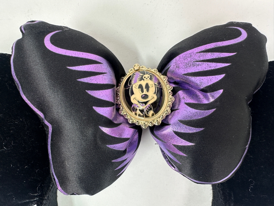 Disney Parks 2017 Minnie Mouse Halloween Skull Brooch Black and Purple Ears Headband [Photo 2]