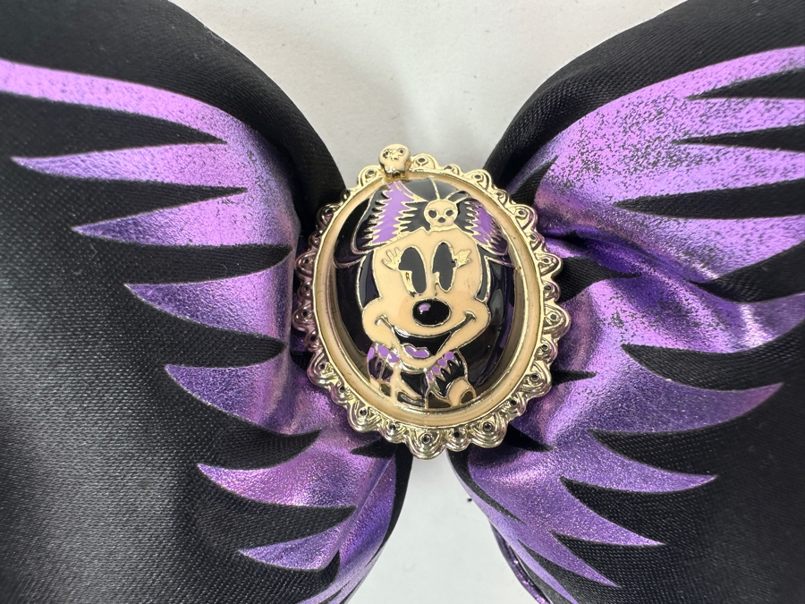 Disney Parks 2017 Minnie Mouse Halloween Skull Brooch Black and Purple Ears Headband [Photo 3]