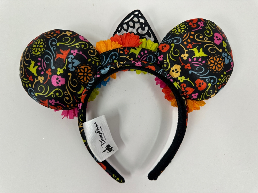 Disney Parks Minnie Mouse Floral Black Coco Dia de Los Muertos Lace Ears Headband [Photo 4]
