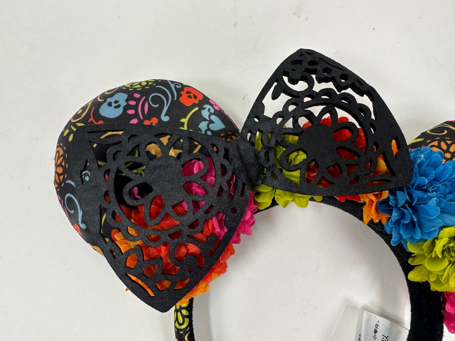 Disney Parks Minnie Mouse Floral Black Coco Dia de Los Muertos Lace Ears Headband [Photo 2]