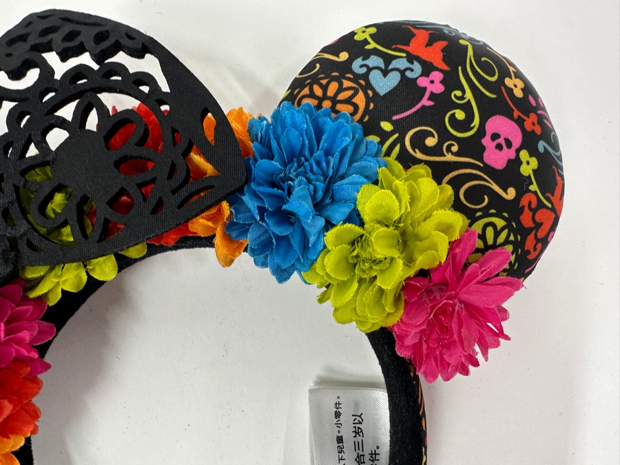 Disney Parks Minnie Mouse Floral Black Coco Dia de Los Muertos Lace Ears Headband [Photo 3]