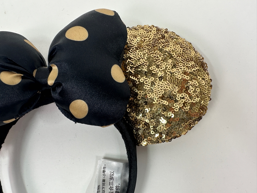 Disney Parks Minnie Mouse Black and Gold Sequin Ears Headband [Photo 2]