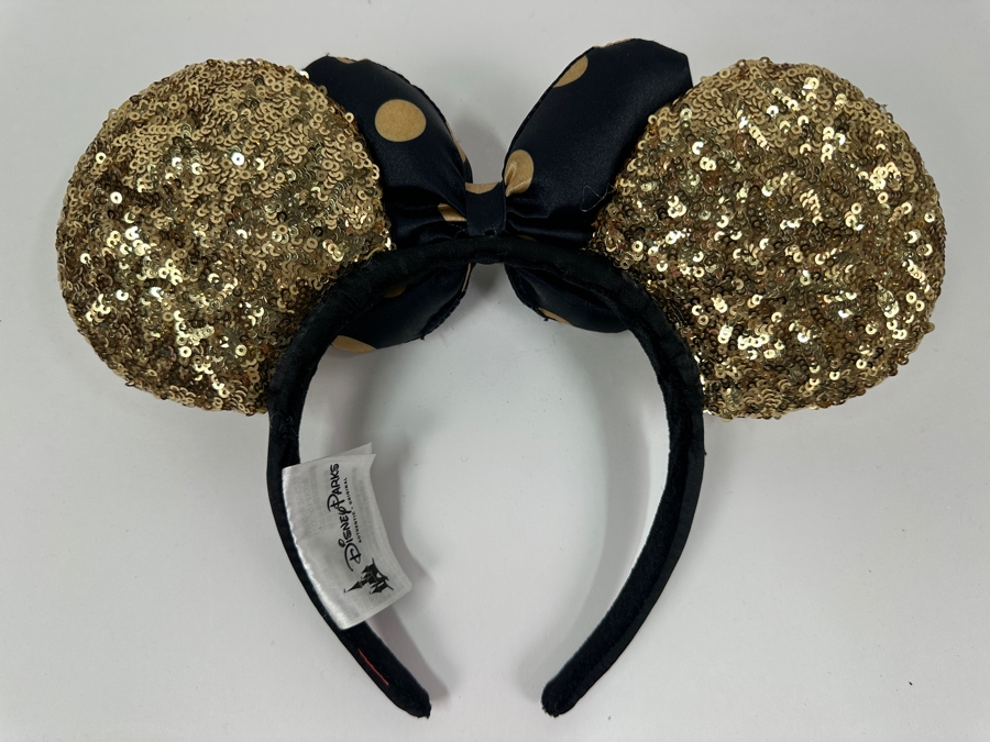 Disney Parks Minnie Mouse Black and Gold Sequin Ears Headband [Photo 3]