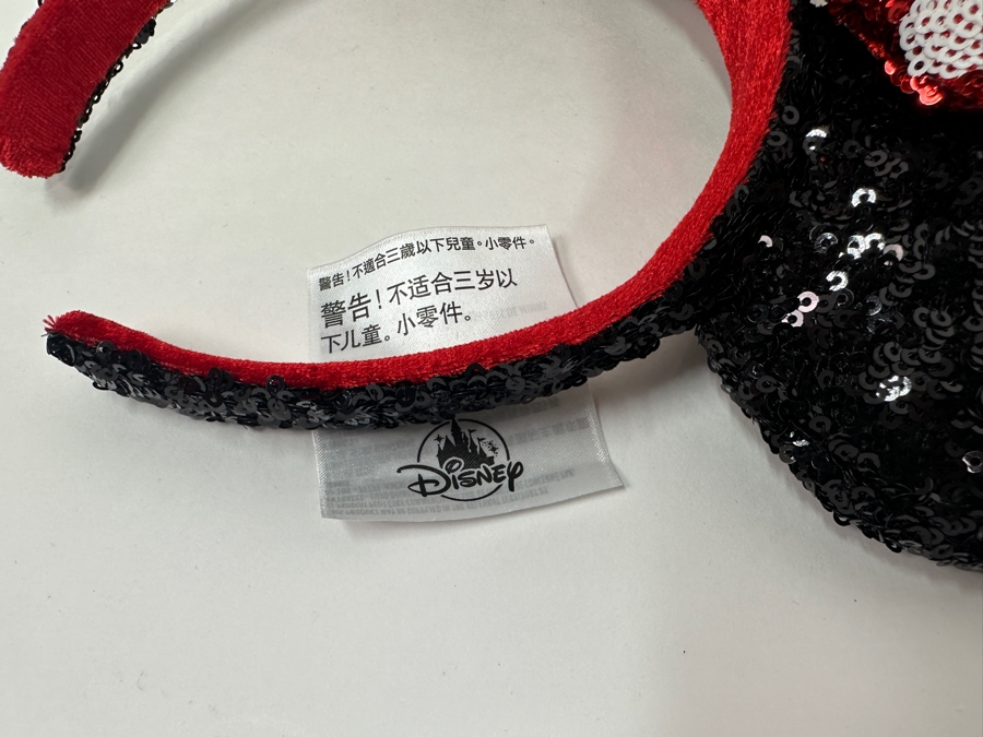 Disney Parks Minnie Mouse Red and White Polka Dot Bow Sequin Ears Headband [Photo 4]