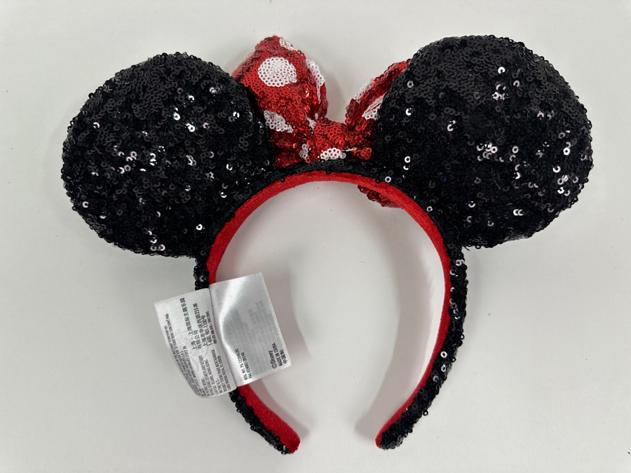 Disney Parks Minnie Mouse Red and White Polka Dot Bow Sequin Ears Headband [Photo 3]