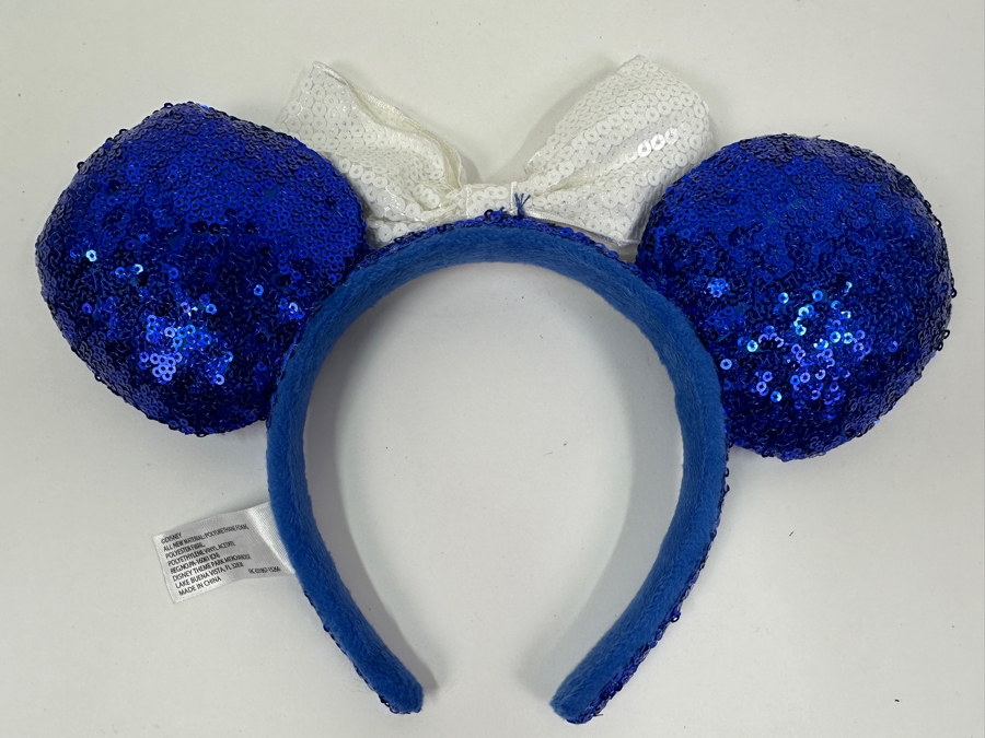 Disney Parks Minnie Mouse Blue and White Stars Sequin Ears Headband [Photo 6]