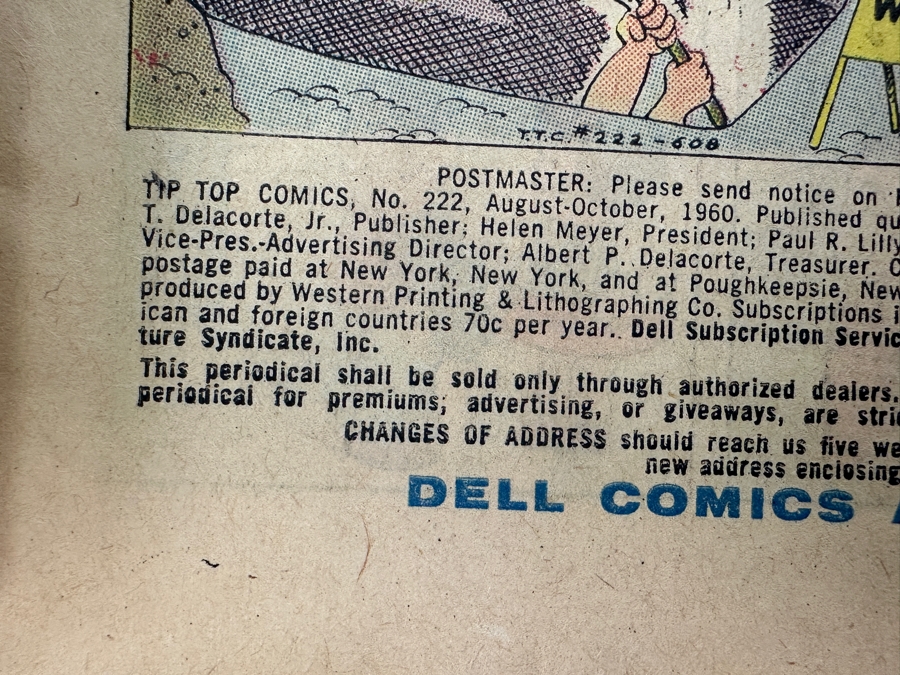 Vintage 1960 Dell Comics Tip Top Comics No. 222 Featuring Peanuts & Nancy And Sluggo [Photo 6]