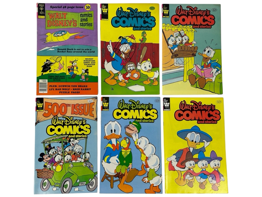 (6) Vintage Gold Key / Whitman Walt Disney's Comics And Stories Comic Books