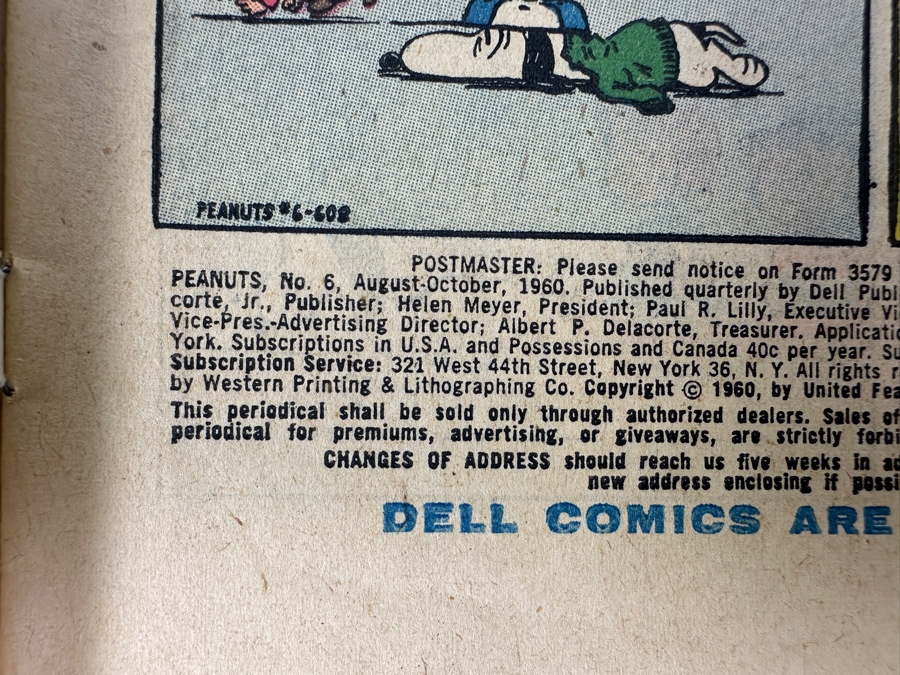 Vintage 1960 Dell Comics Peanuts #6 10 Cent Comic Book [Photo 6]