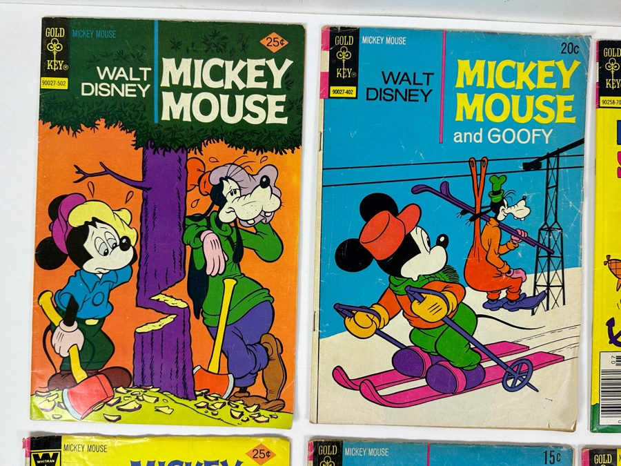 (6) Vintage Gold Key Comics Walt Disney: Mickey Mouse, Mickey Mouse And Goofy, Walt Disney Showcase Mickey And The Sleuth And Mickey Mouse And Pluto Comic Books [Photo 2]