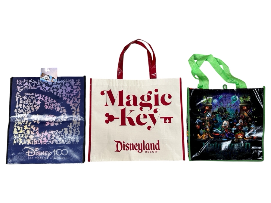 (3) Disneyland Resort Tote Bags: Disney 100, Magic Key Disneyland And Halloween 2012