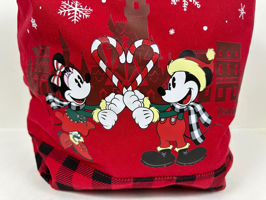 Disney Parks Disneyland Resorts Holiday Mickey Mouse & Minnie Mouse Red And White Large Canvas Tote Bag Limited Release New With Tags [Photo 2]