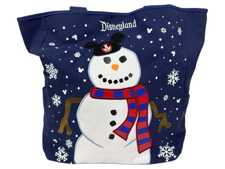 Disney Parks Disneyland Resorts Holiday Snowman Blue Large Canvas Tote Bag Limited Release