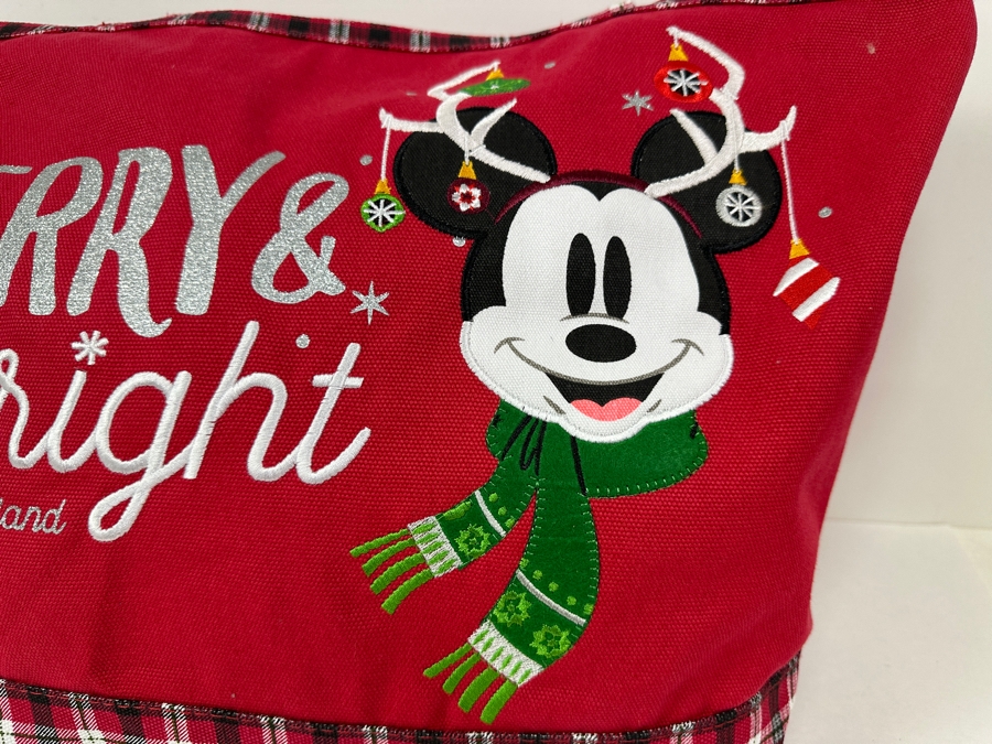 Disney Parks Disneyland Resorts Holiday Mickey Mouse Merry & Bright Red Large Canvas Tote Bag Limited Release [Photo 3]