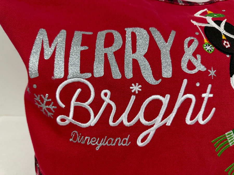 Disney Parks Disneyland Resorts Holiday Mickey Mouse Merry & Bright Red Large Canvas Tote Bag Limited Release [Photo 2]