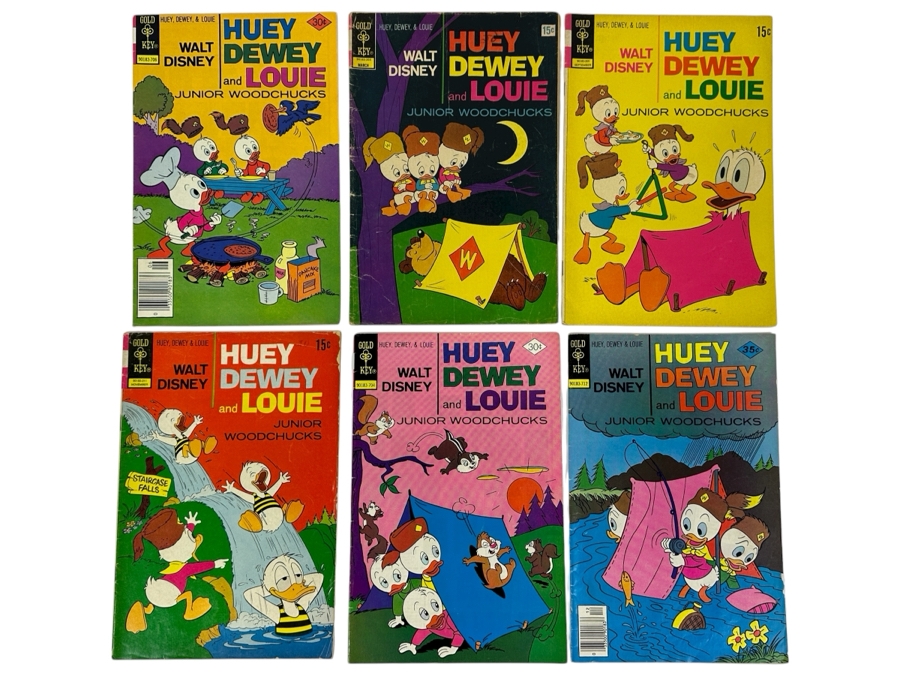 (6) Gold Key Comics Walt Disney Huey, Dewey And Louie Junior Woodchucks Comic Books