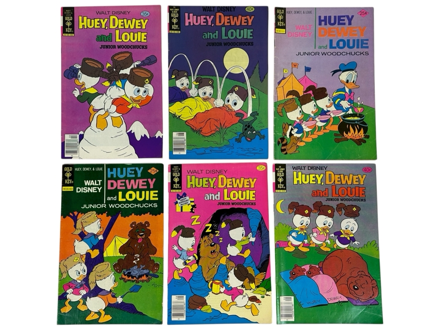 (6) Gold Key Comics Walt Disney Huey, Dewey And Louie Junior Woodchucks Comic Books