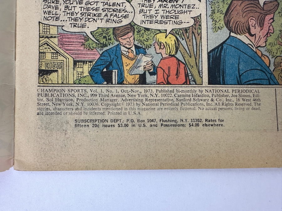 Vintage 1973 DC Comics Champion Sports No. 1 Comic Books [Photo 8]
