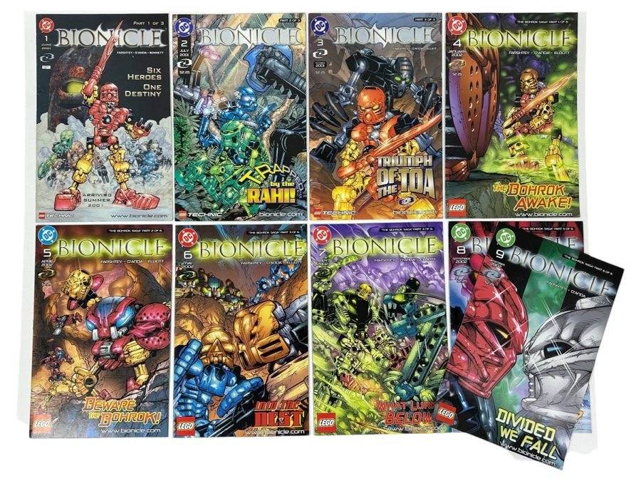 (9) DC Comics LEGO Bionicle Comic Books No. 1-9