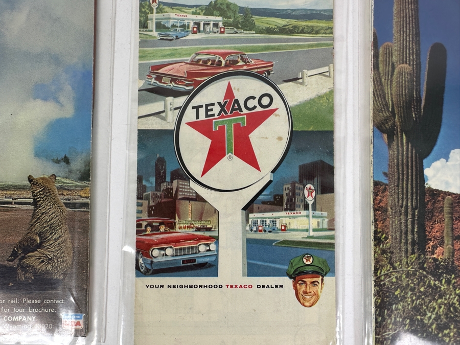 (4) Vintage Paper Roadmaps: Yellowstone National Park Road Map, Texaco Arizona Road Map, 1963 Arizona Road Map & Phillips 66 Seattle Road Map [Photo 5]