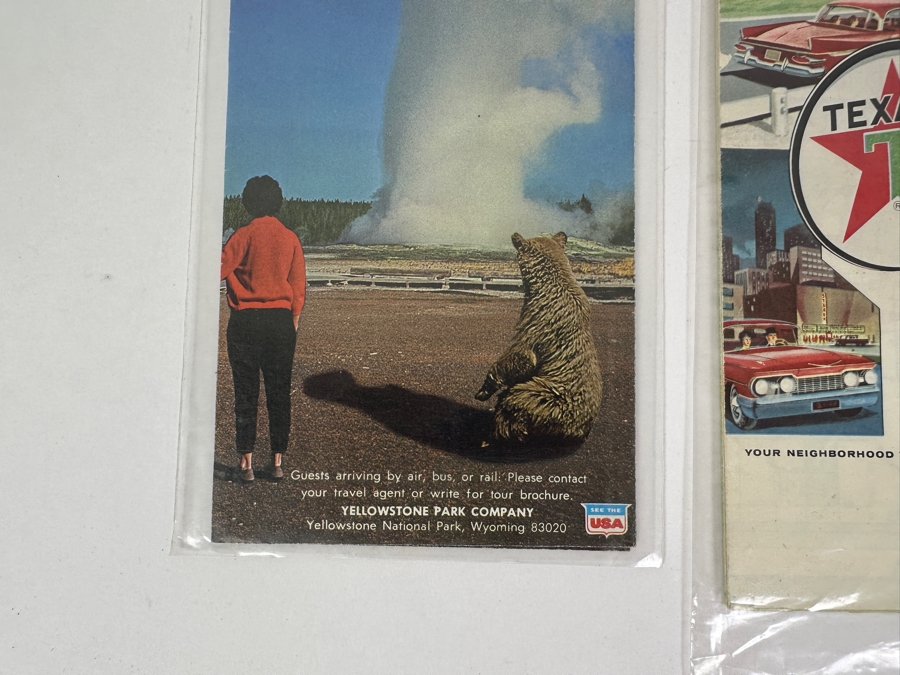 (4) Vintage Paper Roadmaps: Yellowstone National Park Road Map, Texaco Arizona Road Map, 1963 Arizona Road Map & Phillips 66 Seattle Road Map [Photo 3]