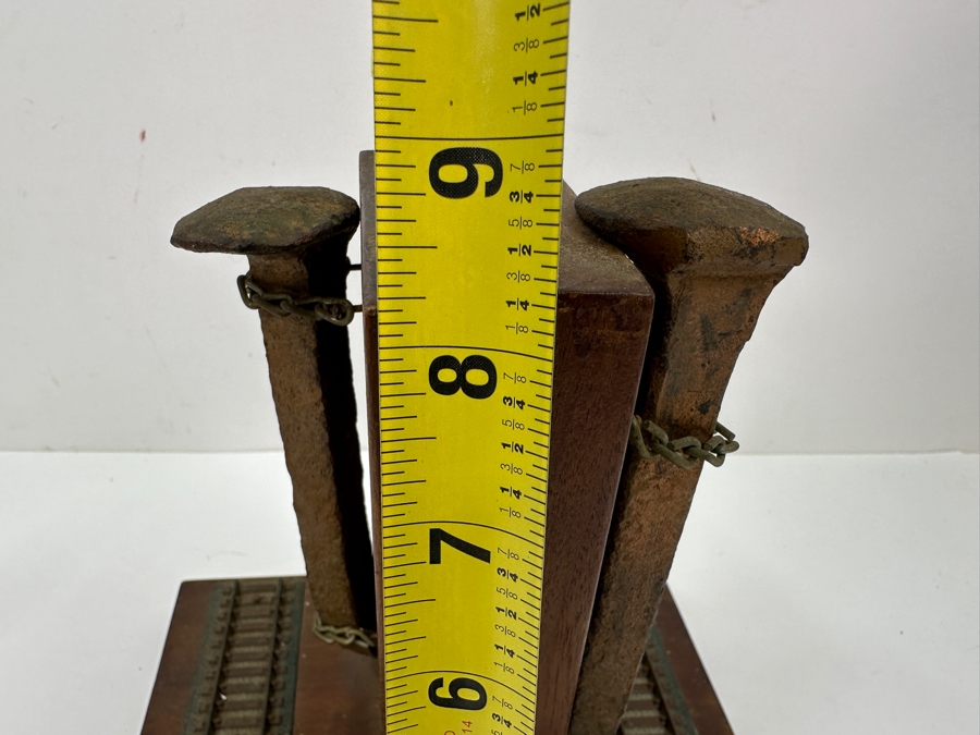 Pair Of Handmade Railroad Spike With HO Scale Train Tracks Bookends 8W X 7D X 9H [Photo 11]