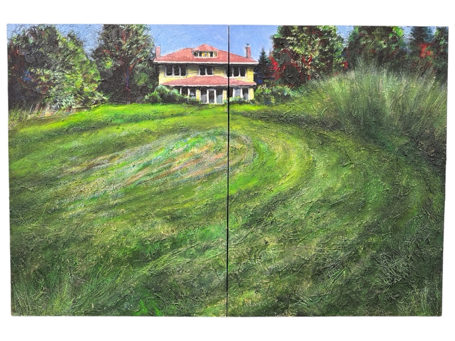 Gerrit Greve (1948-2024, Cardiff by the Sea, CA) Original Acrylic Diptych Painting On Canvas Untitled And Unsigned 72' X 48' Estimate $3,500 - $4,300