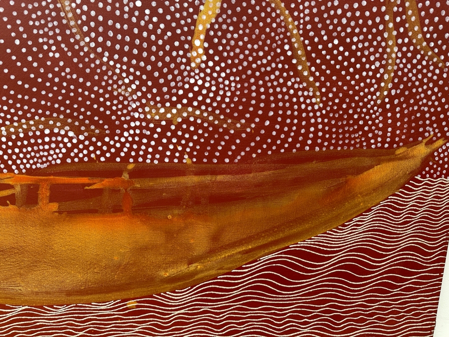 Gerrit Greve (1948-2024, Cardiff by the Sea, CA) Original Acrylic Mixed-Media Sand Painting On Canvas Titled 'Voyage 1 (By Sail)' And Signed Lower Right And Verso Dated 2008 72' X 48' Estimate $3,500 - $4,300 [Photo 4]