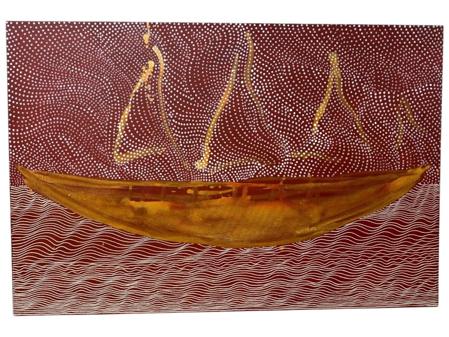 Gerrit Greve (1948-2024, Cardiff by the Sea, CA) Original Acrylic Mixed-Media Sand Painting On Canvas Titled 'Voyage 1 (By Sail)' And Signed Lower Right And Verso Dated 2008 72' X 48' Estimate $3,500 - $4,300