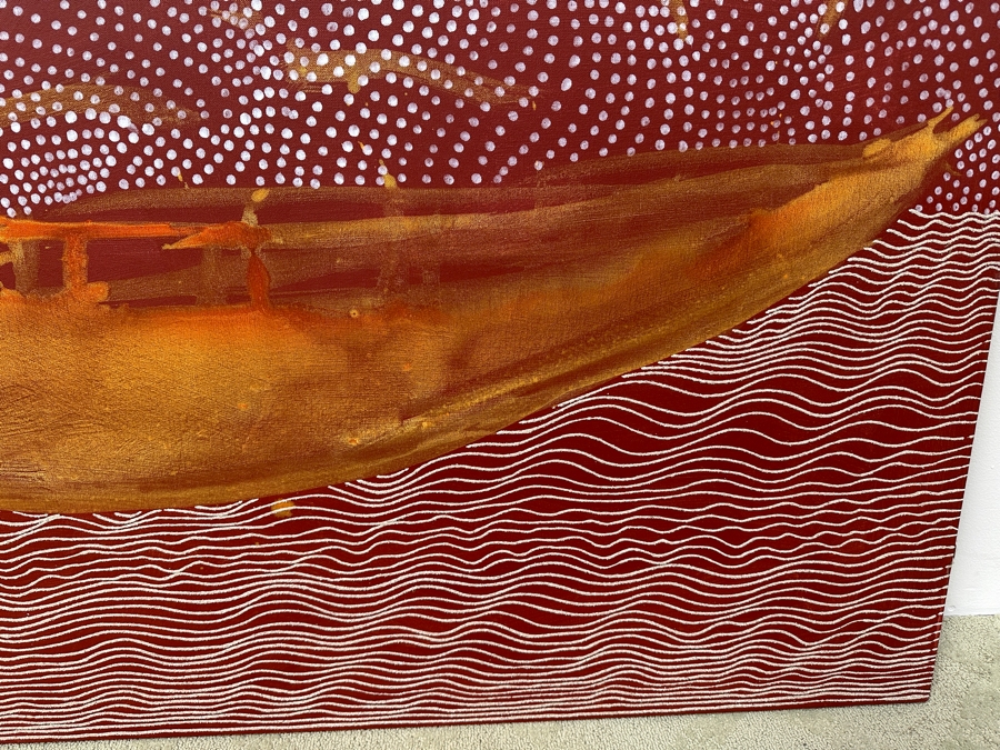 Gerrit Greve (1948-2024, Cardiff by the Sea, CA) Original Acrylic Mixed-Media Sand Painting On Canvas Titled 'Voyage 1 (By Sail)' And Signed Lower Right And Verso Dated 2008 72' X 48' Estimate $3,500 - $4,300 [Photo 5]