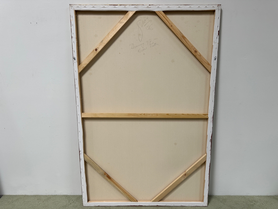 Gerrit Greve (1948-2024, Cardiff by the Sea, CA) Original Acrylic Mixed-Media Sand Painting On Canvas Titled 'Dreaming 97 - River Delta' Signed Verso Dated 2006 48' X 72' Estimate $3,500 - $4,300 [Photo 7]