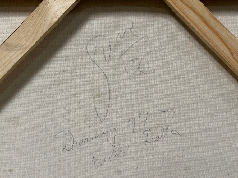 Gerrit Greve (1948-2024, Cardiff by the Sea, CA) Original Acrylic Mixed-Media Sand Painting On Canvas Titled 'Dreaming 97 - River Delta' Signed Verso Dated 2006 48' X 72' Estimate $3,500 - $4,300 [Photo 8]