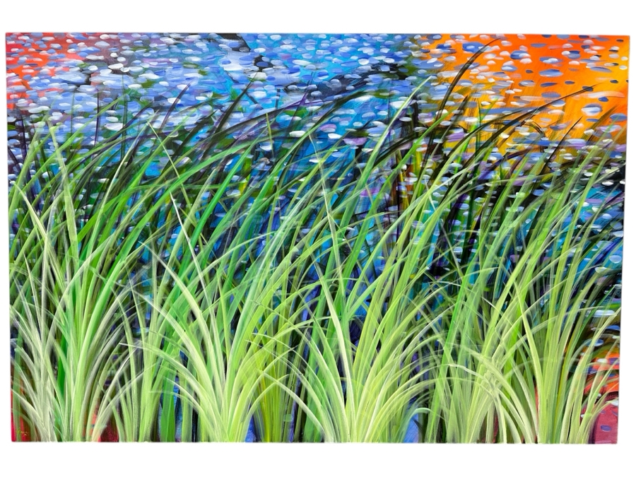 Gerrit Greve (1948-2024, Cardiff by the Sea, CA) Original Acrylic Painting On Canvas Titled 'Winter Reeds 4' Signed Verso Dated 2015 72' X 48' Estimate $3,500 - $4,300