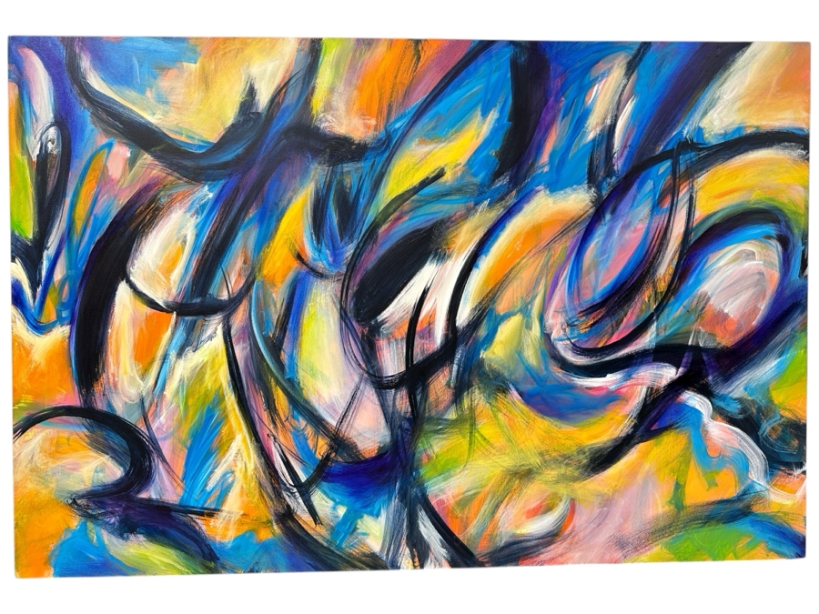 Gerrit Greve (1948-2024, Cardiff by the Sea, CA) Original Acrylic Abstract Painting On Canvas Untitled Signed Verso Dated 2014 72' X 48' Estimate $3,500 - $4,300