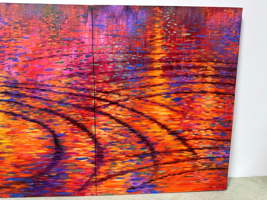Gerrit Greve (1948-2024, Cardiff by the Sea, CA) Original Acrylic Diptych Painting On Canvas Titled 'New Symphony' Signed Verso 72' X 48' Estimate $3,500 - $4,300 [Photo 3]