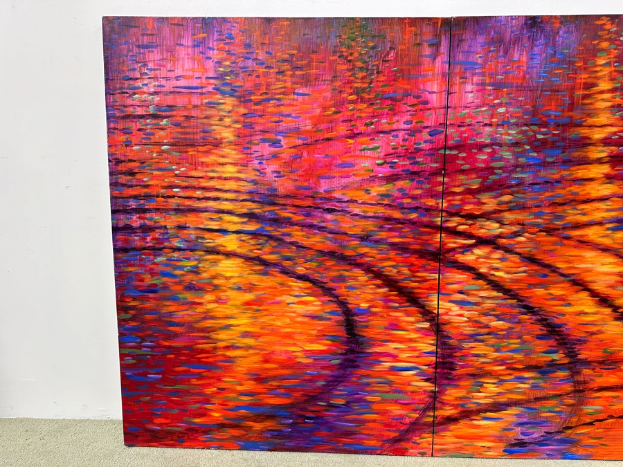 Gerrit Greve (1948-2024, Cardiff by the Sea, CA) Original Acrylic Diptych Painting On Canvas Titled 'New Symphony' Signed Verso 72' X 48' Estimate $3,500 - $4,300 [Photo 2]