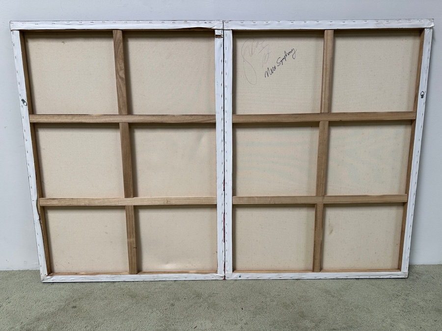 Gerrit Greve (1948-2024, Cardiff by the Sea, CA) Original Acrylic Diptych Painting On Canvas Titled 'New Symphony' Signed Verso 72' X 48' Estimate $3,500 - $4,300 [Photo 5]